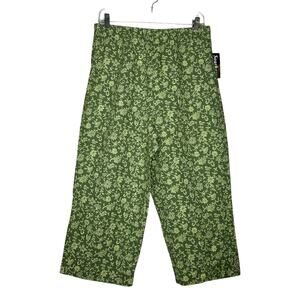 Southern Lady Women’s Green Solomon Floral Elastic Waist Capri Pants Large New